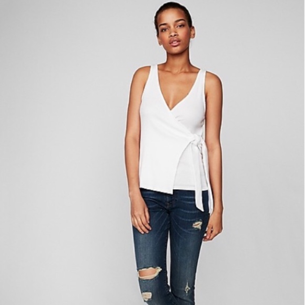 Express One Eleven Modern Rib Surplice Tank